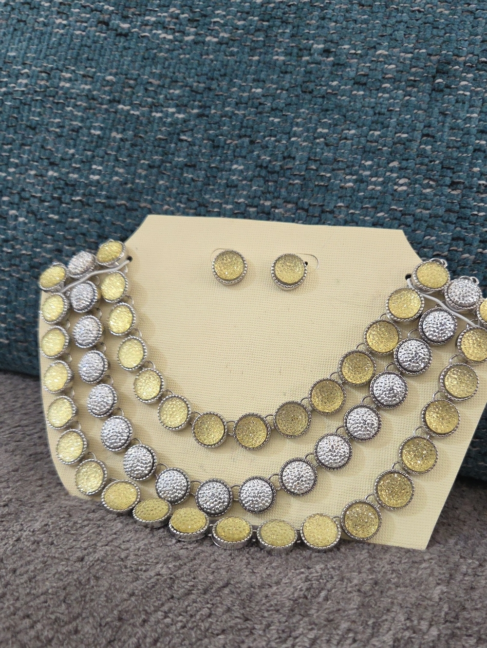 Sophia & Kate Two-Tone Yellow and Silver Multi-Strand Necklace Set